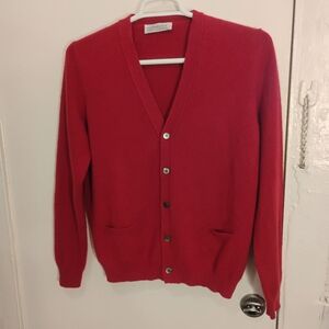 Richard Grand 100 % Cashmere Mens Cardigan Sweater Red Size Small